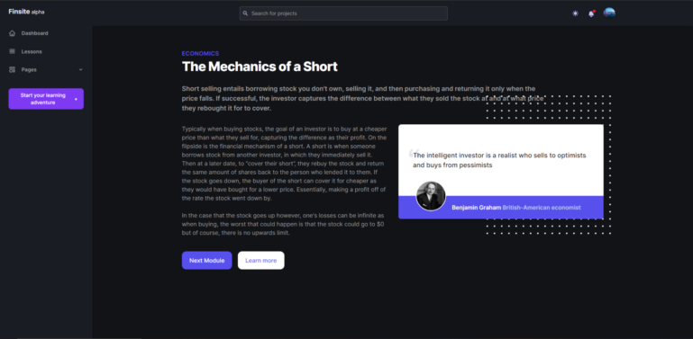 Finsite; Making Financial Literacy Easily Accessible